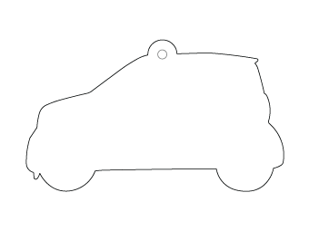 Car air freshener car silhouette customized, dimensions: H: 99.933mm, L: 58.962mm.